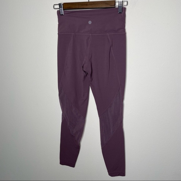 Athleta Women Mauve Mesh Mid Rise Shine Salutation Tight Leggings XS - Picture 8 of 8